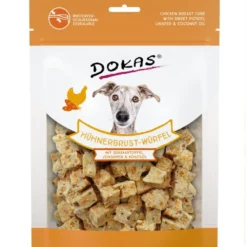 Dokas>Futterfreund Dokas Dog Snack Hühnerbrust-Würfel mit Süßkartoffel 150g