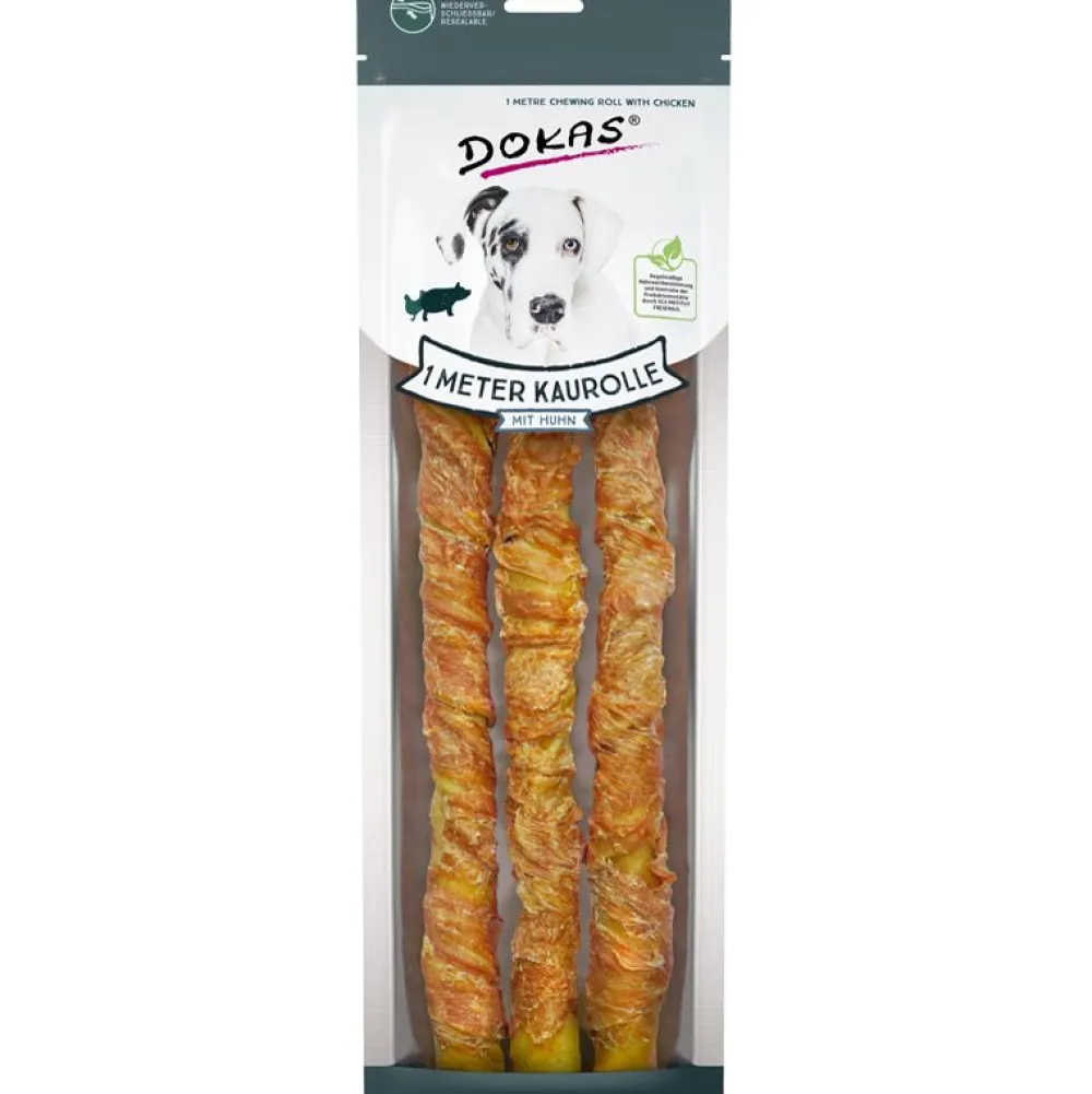 Kaurollen|Dokas>Futterfreund Dokas Dog Snack 1m Kaurolle mit Hühnchen, 3x34cm, 315g