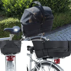 Unterwegs Mit Hund>Futterfreund Fahrradkorb Long für breite Gepäckträger, 29x49x60cm, schw.