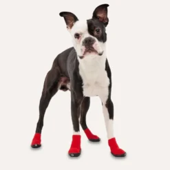 Pfotenpflege|Wundversorgung>Futterfreund Goo-eez Dog Boot ite, 4 tück, rot/chwarz