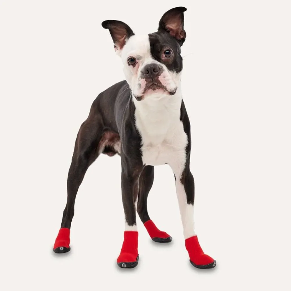 Pfotenpflege|Wundversorgung>Futterfreund Goo-eez Dog Boot ite, 4 tück, rot/chwarz