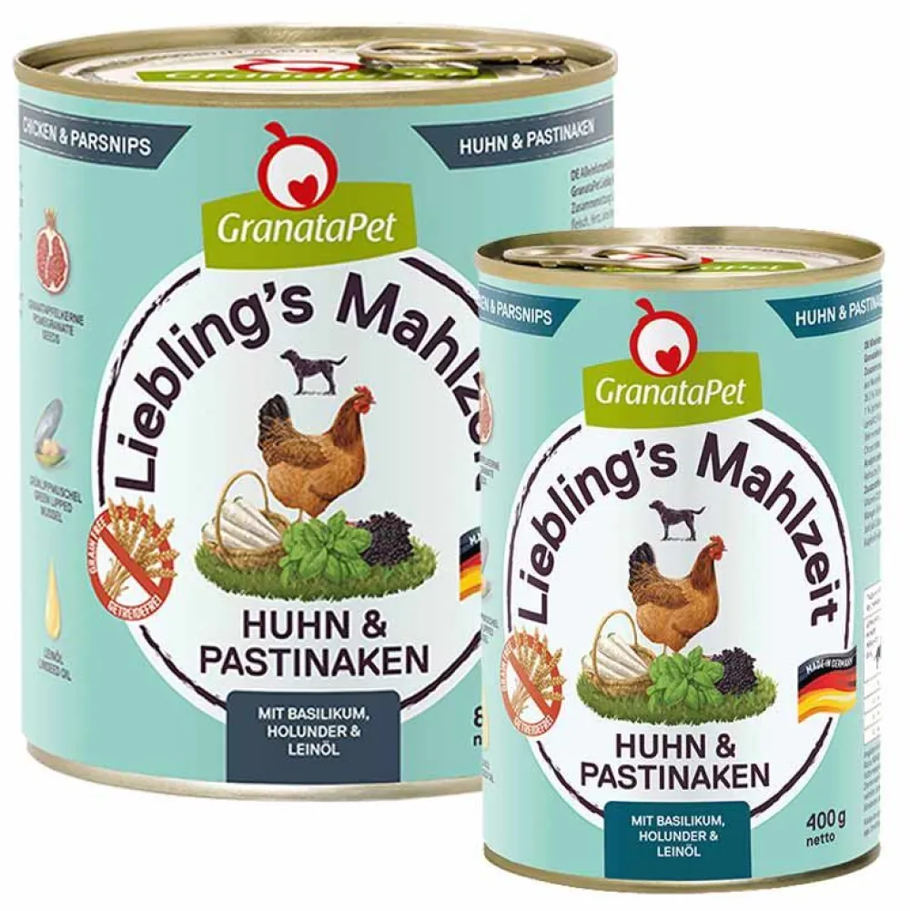 Granatapet>Futterfreund Granatapet Lieblingsmahlzeit Huhn und Pastinaken