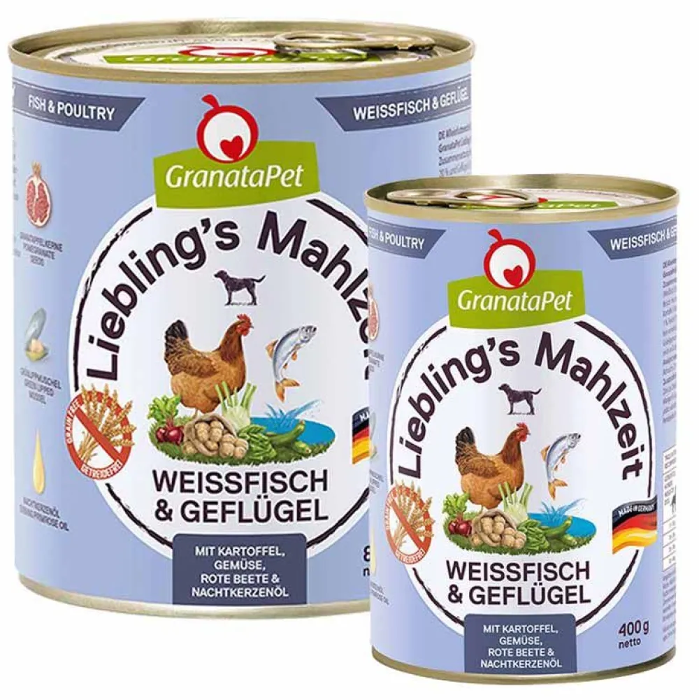 Granatapet>Futterfreund Granatapet Lieblingsmahlzeit Weißfisch und Geflügel