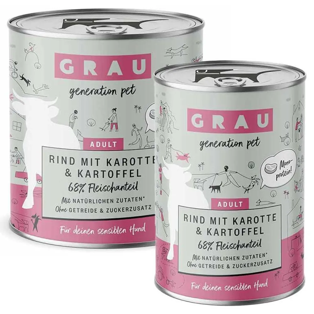 Grau>Futterfreund Grau Hund Adult Rind mit Karotte und Kartoffel