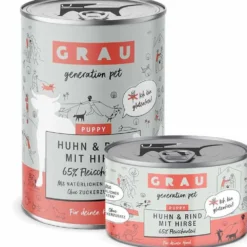 Grau>Futterfreund Grau Hund Puppy Huhn und Rind mit Hirse