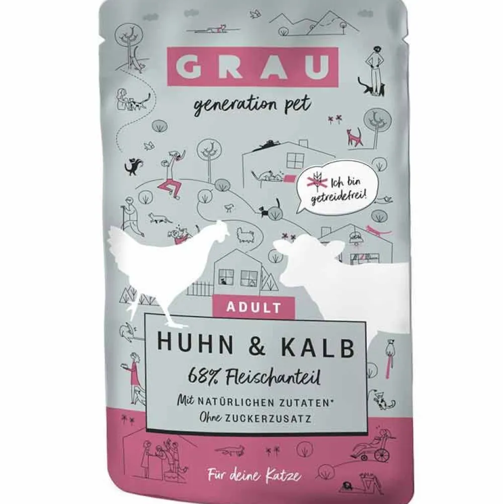 Grau>Futterfreund Grau Katze Adult Pouch Huhn und Kalb 125g