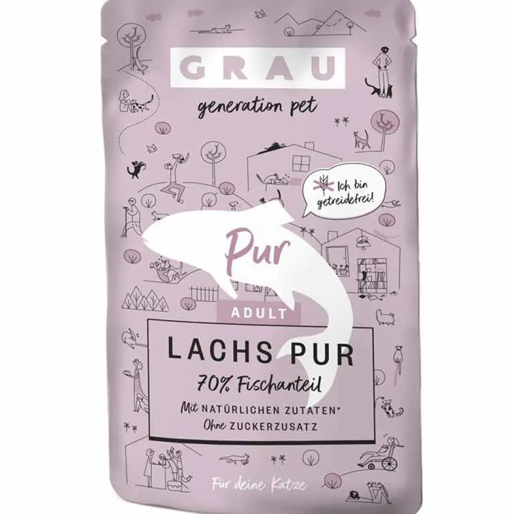 Grau>Futterfreund Grau Katze Adult Pouch Lachs pur 125g