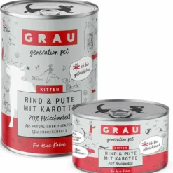 Grau>Futterfreund Grau Katze Kitten Rind, Pute und Karotte