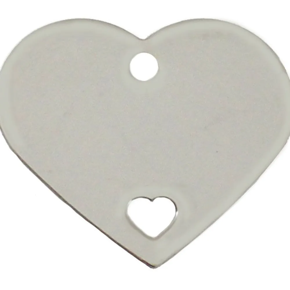 Adressanhänger|Adressanhänger Gravur>Futterfreund Herzchen Groß Chrom Cutout