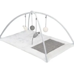 Kratzbretter|Katzenspielzeug>Futterfreund Junior Kratzmatte mit Spielbogen, 60x33x42cm, grau/lichtgrau