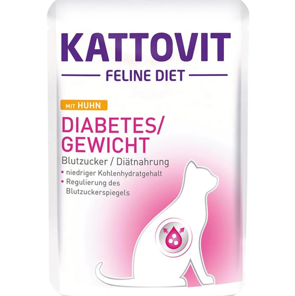 Kattovit>Futterfreund Kattovit Pouch Diabetes/Gewicht mit Huhn 85g