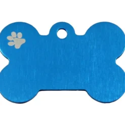 Adressanhänger|Adressanhänger Gravur>Futterfreund Knochen Groß Blau mit Motiv Pfote