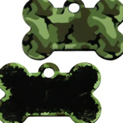 Adressanhänger|Adressanhänger Gravur>Futterfreund Knochen Groß Camouflage Grün