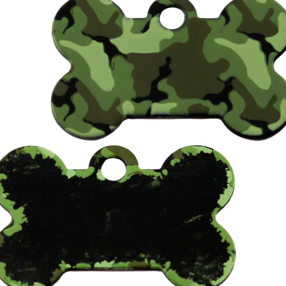 Adressanhänger|Adressanhänger Gravur>Futterfreund Knochen Groß Camouflage Grün