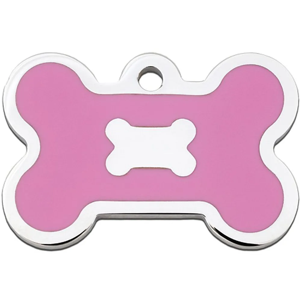 Adressanhänger|Adressanhänger Gravur>Futterfreund Knochen Groß Epoxy Pink
