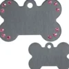 Adressanhänger|Adressanhänger Gravur>Futterfreund Knochen Groß Grau + St. Pink