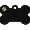 Adressanhänger|Adressanhänger Gravur>Futterfreund Knochen Groß Schwarz mit Motiv Pfote