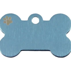 Adressanhänger|Adressanhänger Gravur>Futterfreund Knochen Klein Blau Pastell mit Motiv Pfote