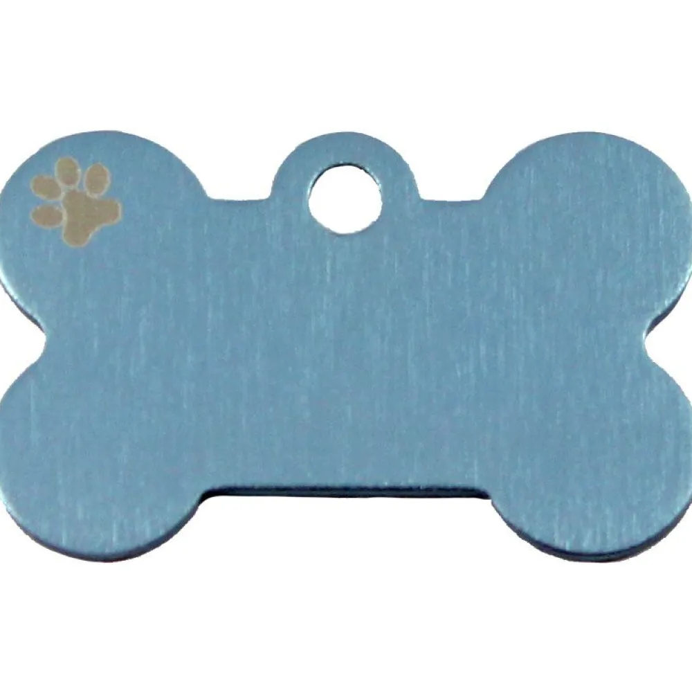Adressanhänger|Adressanhänger Gravur>Futterfreund Knochen Klein Blau Pastell mit Motiv Pfote