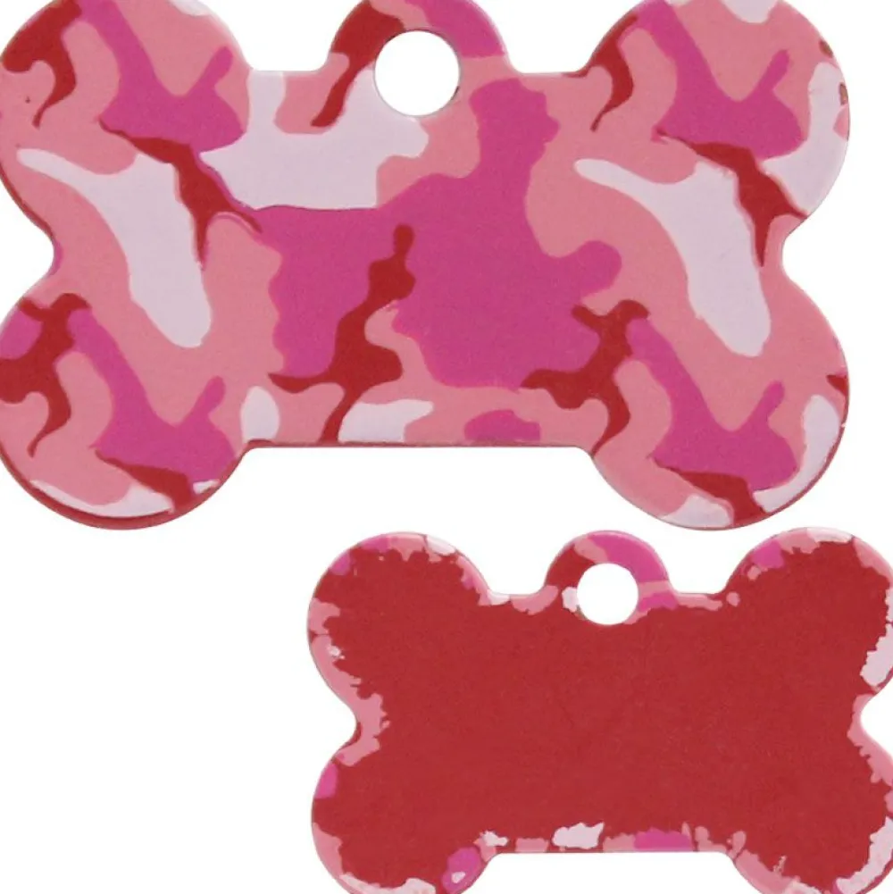 Adressanhänger|Adressanhänger Gravur>Futterfreund Knochen Klein Camouflage Pink