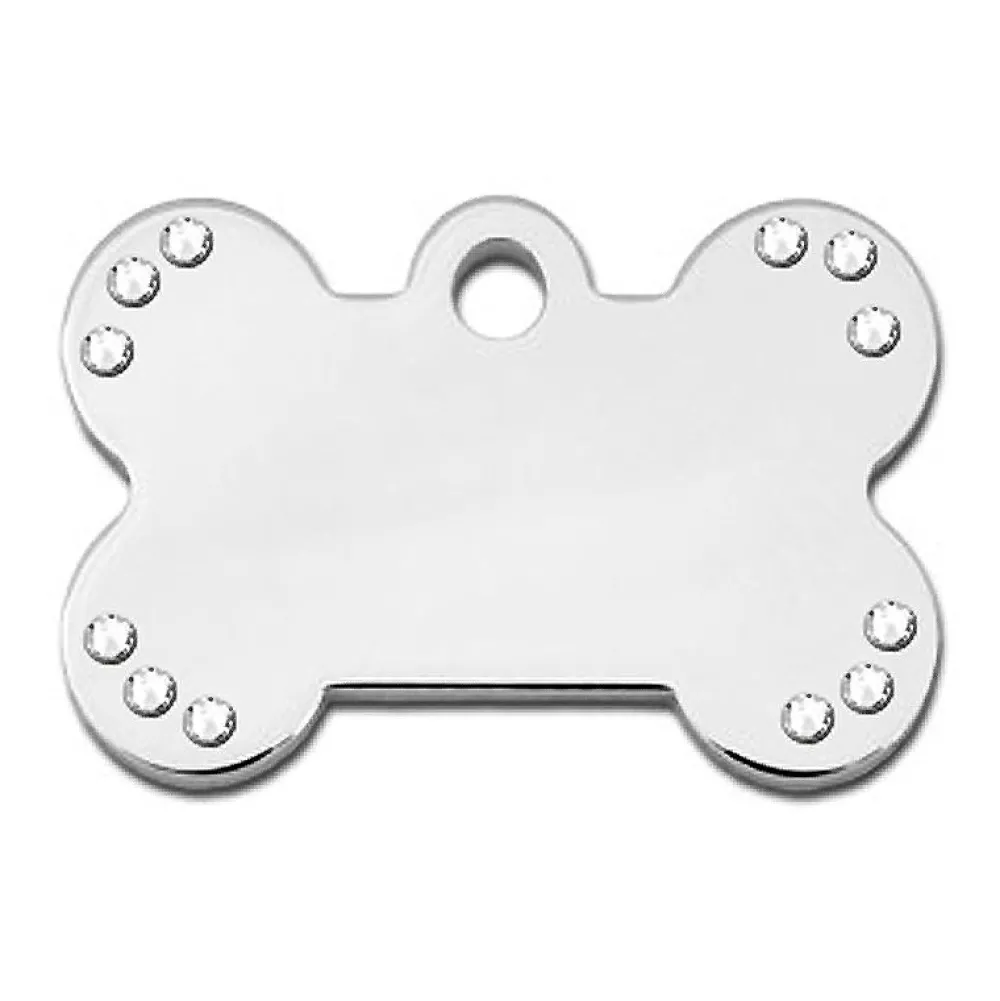 Adressanhänger|Adressanhänger Gravur>Futterfreund Knochen Klein Chrom + St. Klar