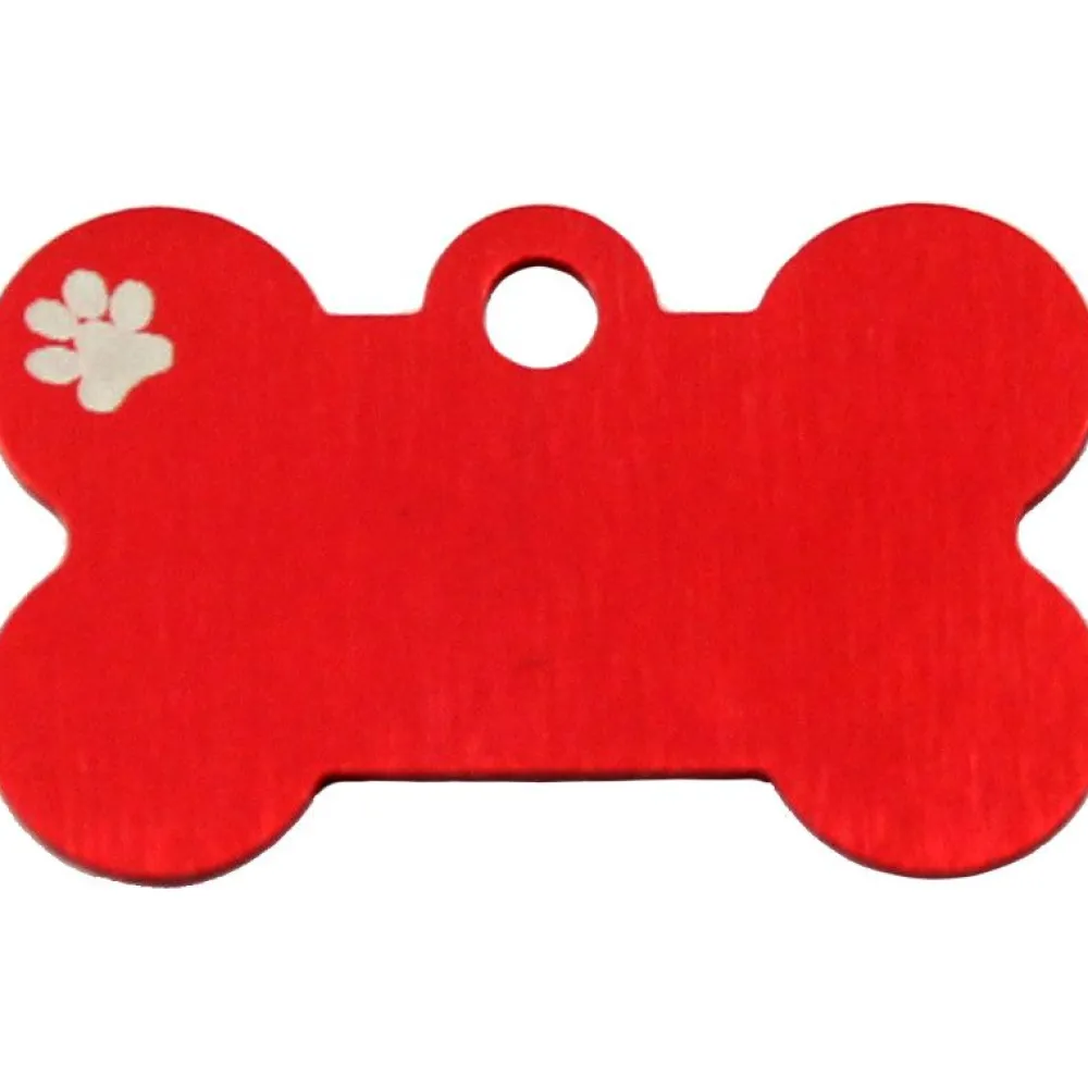 Adressanhänger|Adressanhänger Gravur>Futterfreund Knochen Klein Rot mit Motiv Pfote