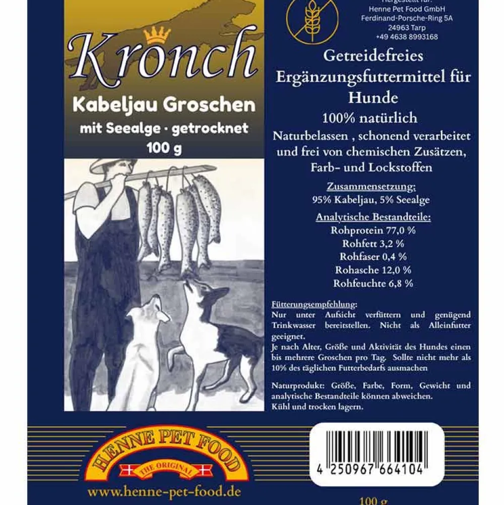 Henne Pet Food|Kronch>Futterfreund Kronch Kabeljau-Groschen mit Seealge 100g