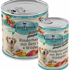 Landfleisch>Futterfreund Landfleisch pur Rinderherzen mit Reis und Wildapfel