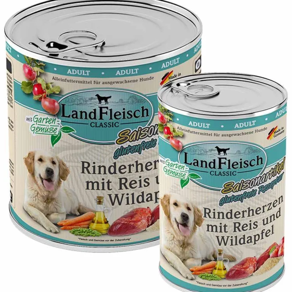 Landfleisch>Futterfreund Landfleisch pur Rinderherzen mit Reis und Wildapfel
