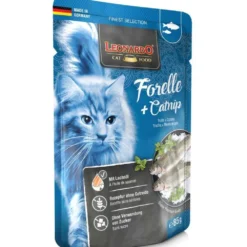 Leonardo>Futterfreund Leonardo Pouch Forelle + Catnip 85g