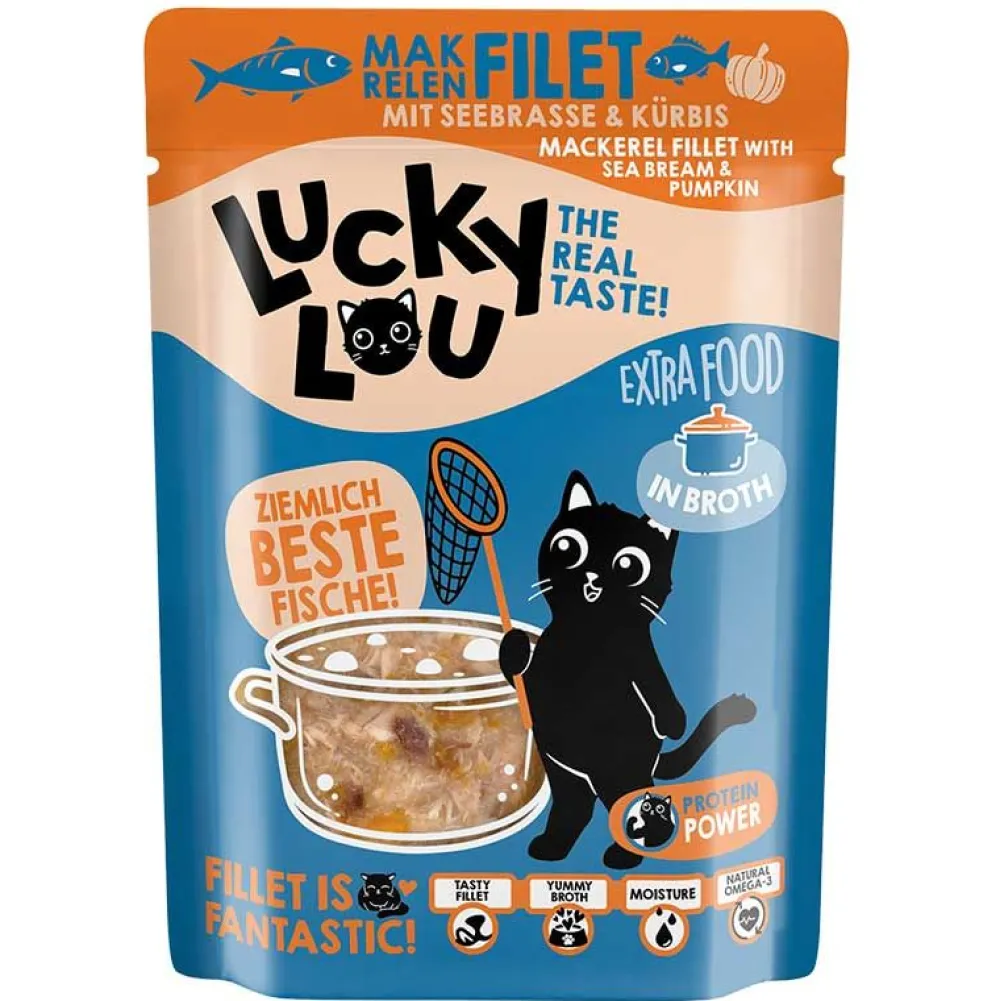 Lucky Lou>Futterfreund Lucky Lou Extrafood Makrelenfilet + Seebrasse in Broth