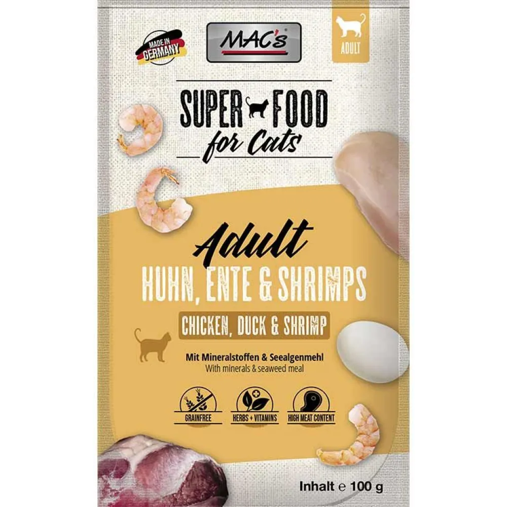 Macs>Futterfreund Macs Cat Pouch Huhn, Ente + Shrimps 100g