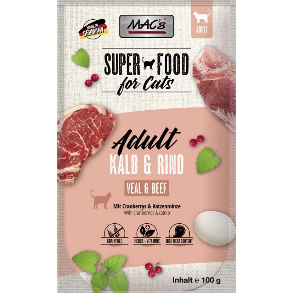 Macs>Futterfreund Macs Cat Pouch Kalb + Rind 100g