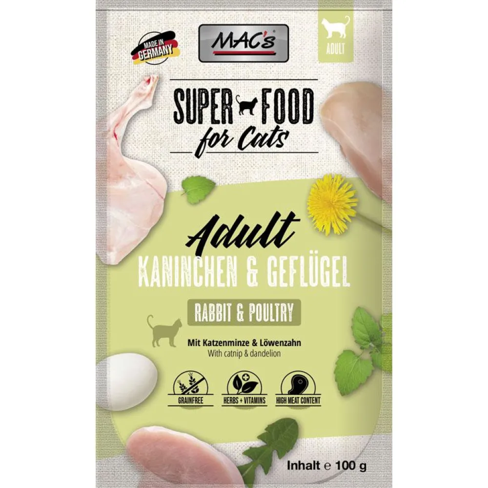 Macs>Futterfreund Macs Cat Pouch Kaninchen + Geflügel 100g