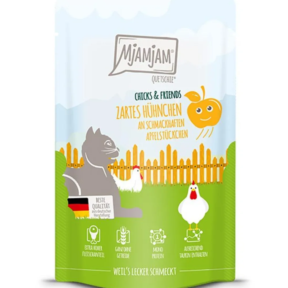 Mjamjam>Futterfreund MjAMjAM Quetschie Chicks + Friends Hühnchen an Apfel 125g