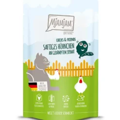 Mjamjam>Futterfreund MjAMjAM Quetschie Chicks + Friends Hühnchen an Spinat 125g