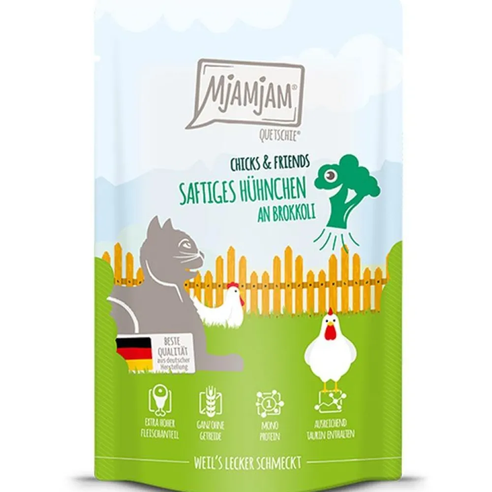Mjamjam>Futterfreund MjAMjAM Quetschie Chicks + Friends Hühnchen an Brokkoli 125g