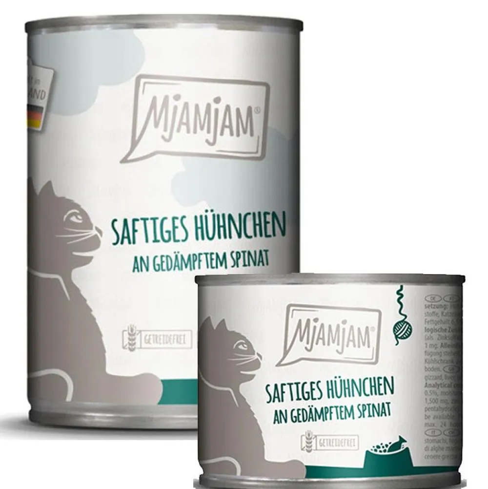 Mjamjam>Futterfreund MjAMjAM saftiges Hühnchen an gedämpftem Spinat