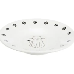 Katzennäpfe>Futterfreund Napf, flach, Katze/Pfoten, Keramik, 0,2 l / 15 cm, weiß