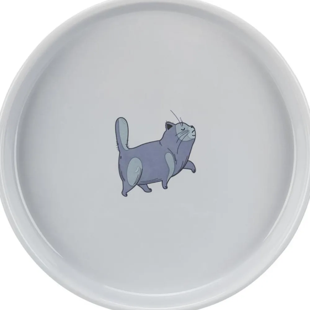 Katzennäpfe>Futterfreund Napf, flach und breit, Katze, Keramik, 0,6 l / 23 cm, grau
