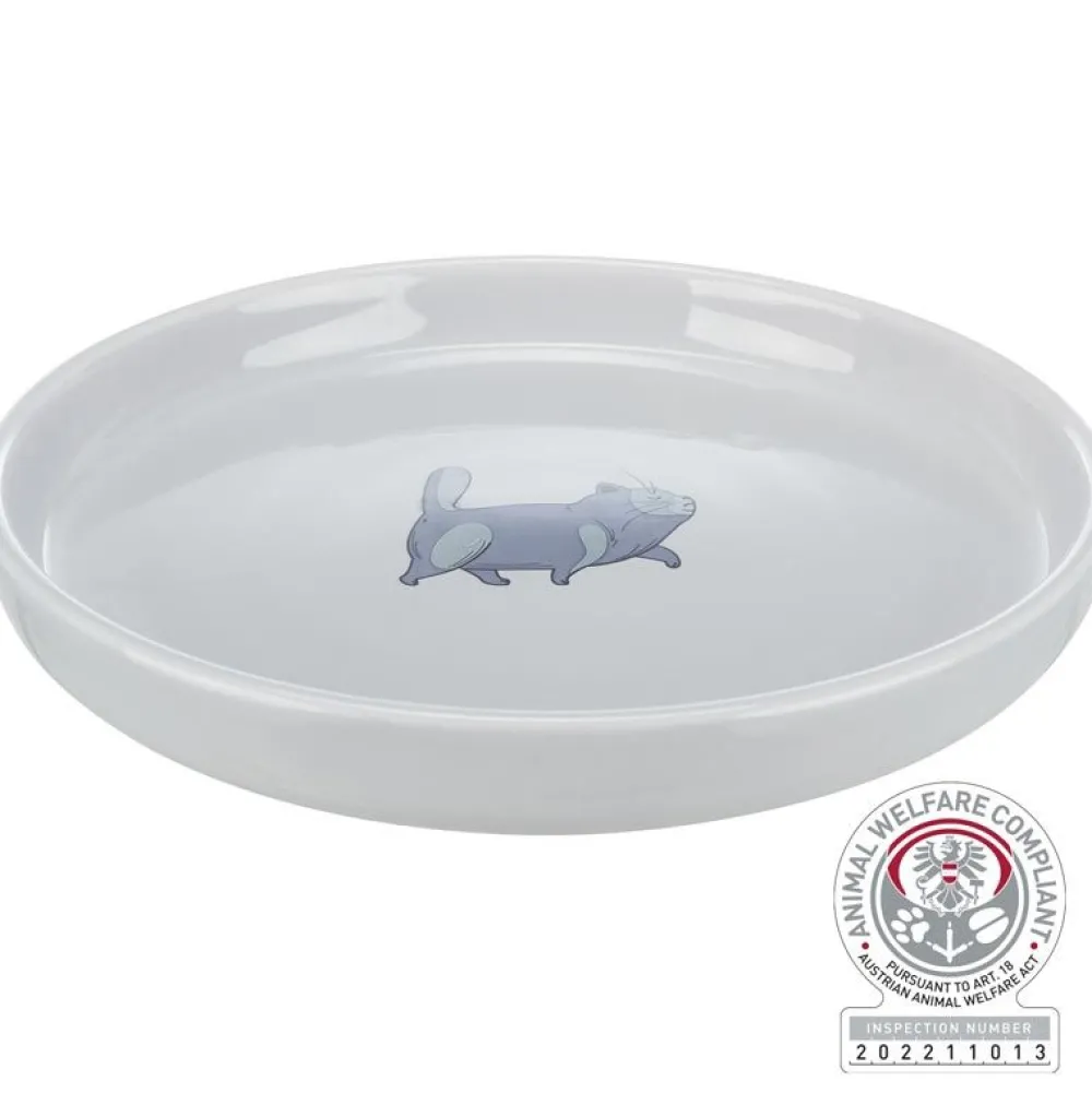 Katzennäpfe>Futterfreund Napf, flach und breit, Katze, Keramik, 0,6 l / 23 cm, grau