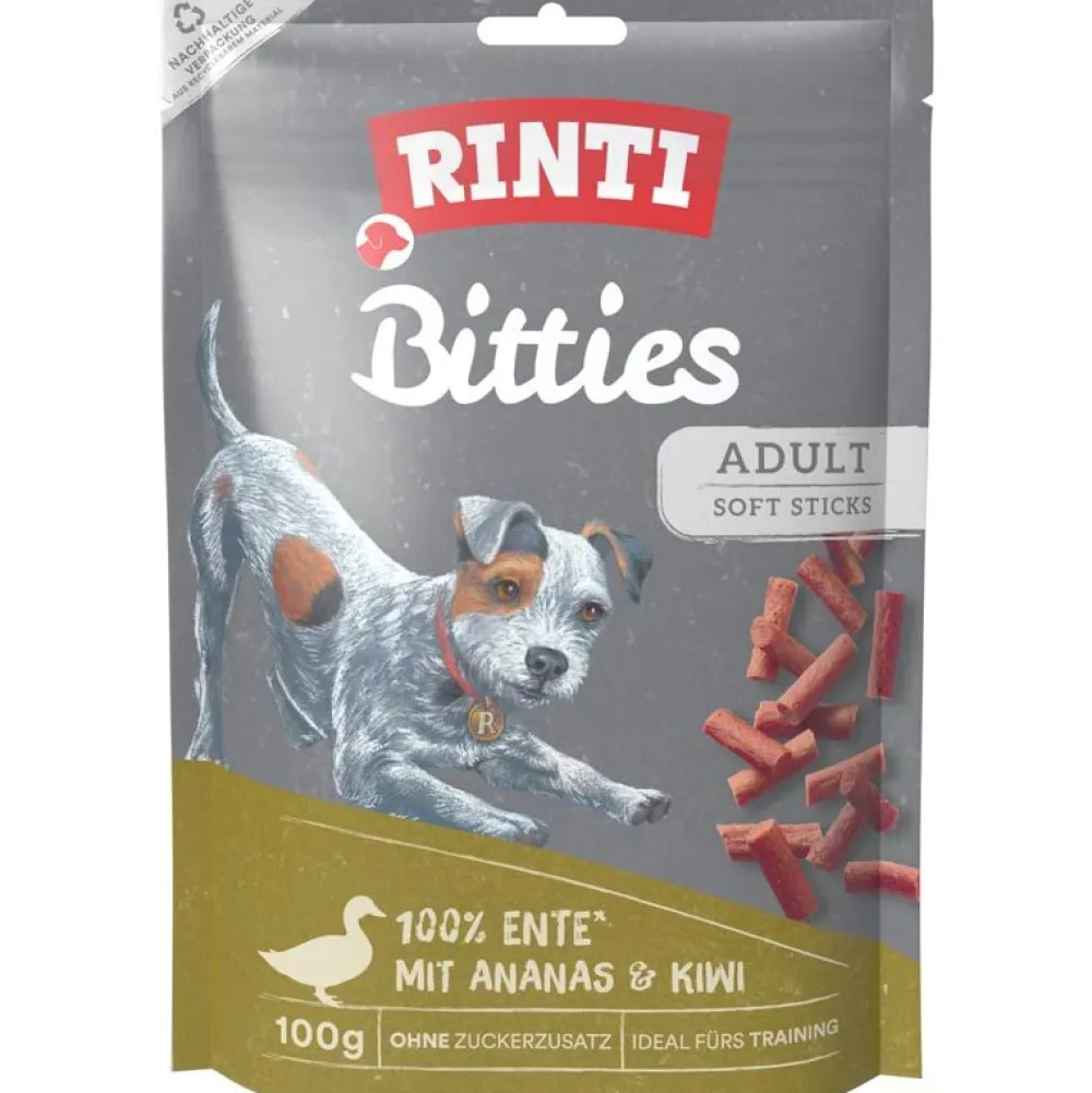 Rinti|Rinti>Futterfreund Rinti Snack Bitties Ente mit Ananas & Kiwi 100g