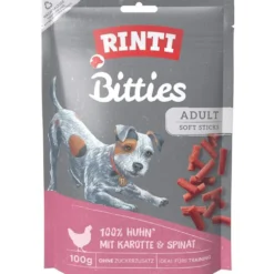 Rinti|Rinti>Futterfreund Rinti Snack Bitties Huhn mit Karotten & Spinat 100g