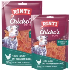 Rinti|Rinti>Futterfreund Rinti Snack Chickos Plus Huhn mit Knoblauch-Ecken