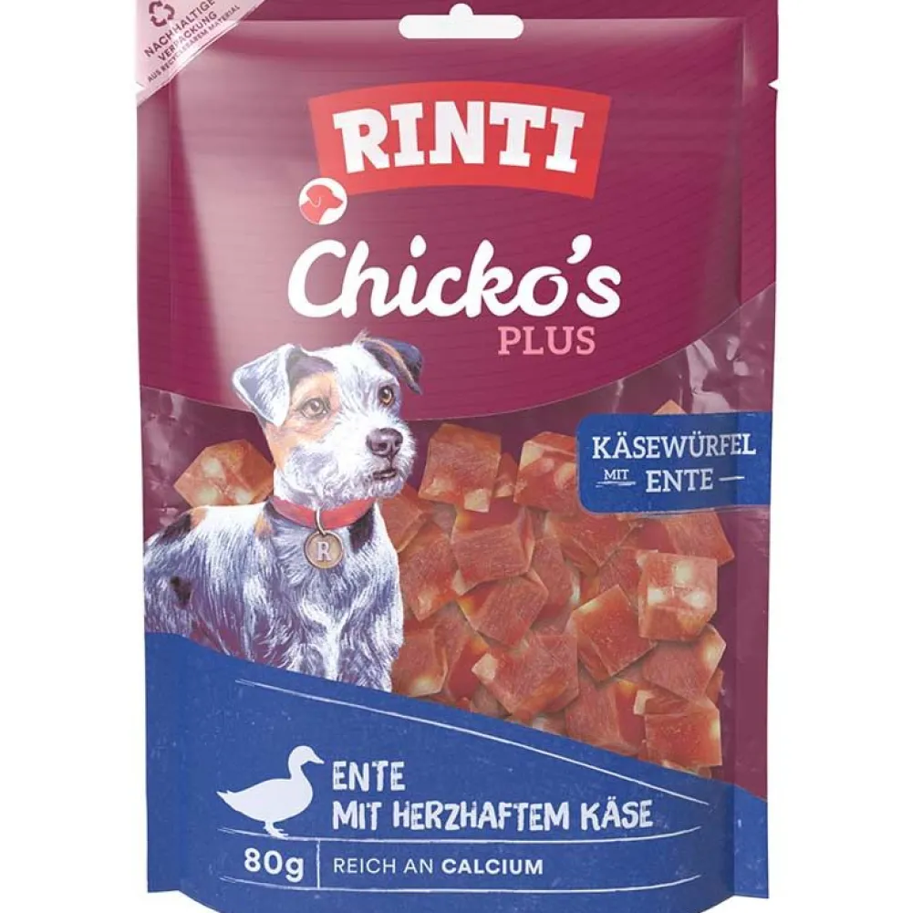Rinti|Rinti>Futterfreund Rinti Snack Chickos PLUS Käsewürfel mit Ente 80g