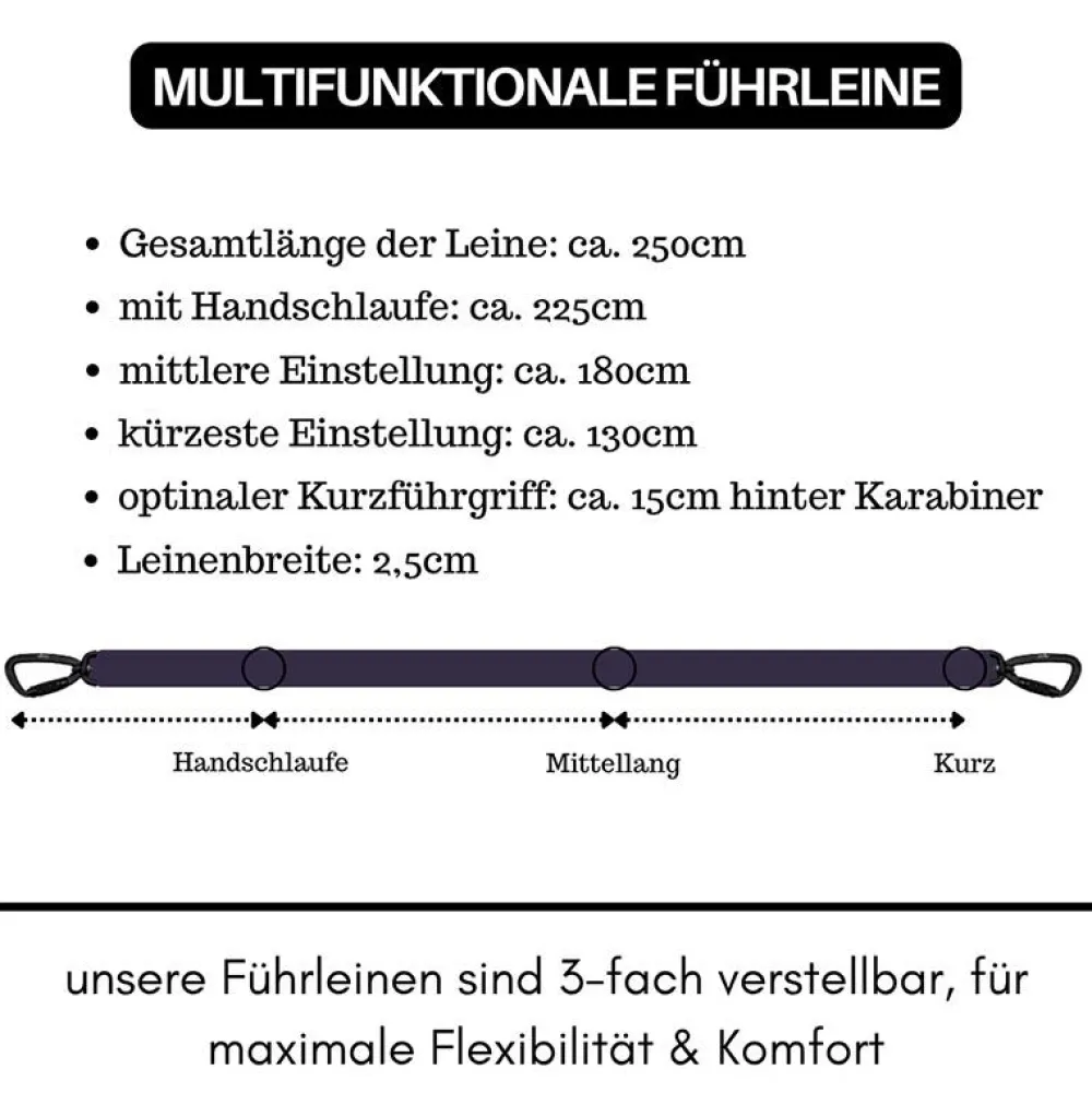 Halsbänder, Leinen & Geschirre>Futterfreund Woofed Nylon Pro Führleine verstellbar, Griff, L:2,5m
