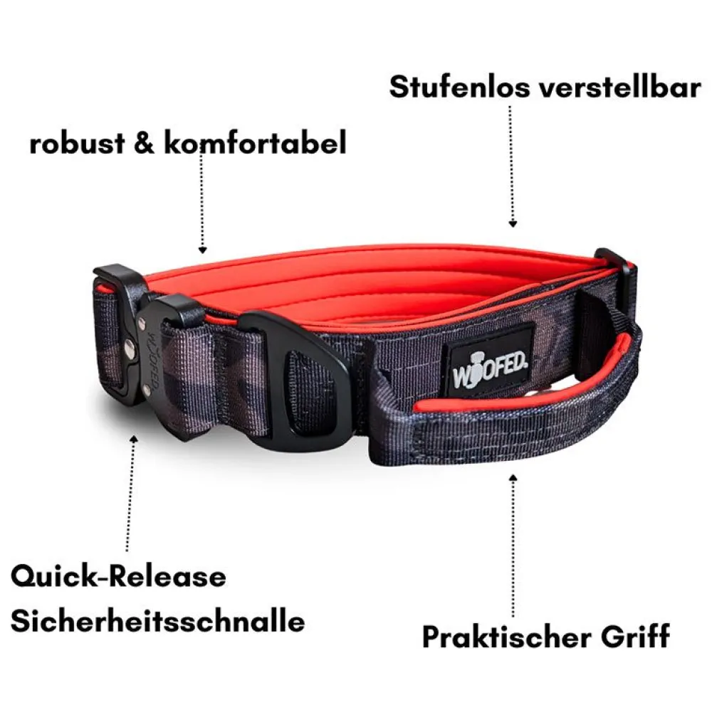 Halsbänder, Leinen & Geschirre>Futterfreund Woofed Nylon Tactical, Halsband, Griff, signal camo