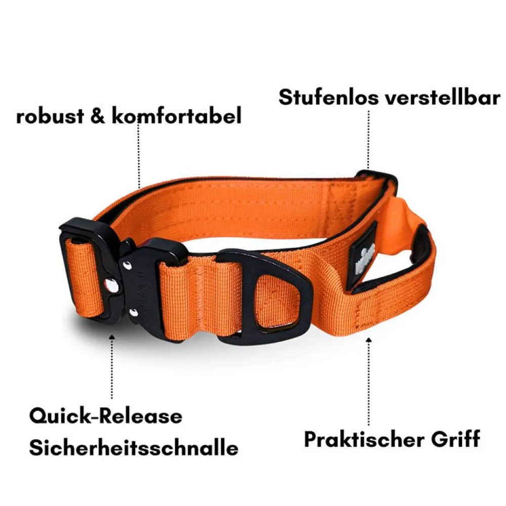 Halsbänder, Leinen & Geschirre>Futterfreund Woofed Nylon Tactical, Halsband, Griff, safety orange