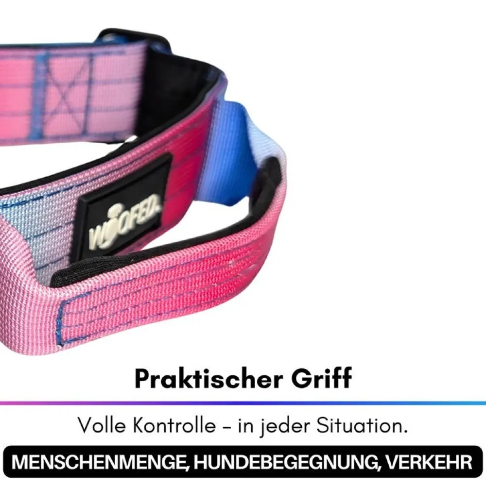Halsbänder, Leinen & Geschirre>Futterfreund Woofed Nylon Tactical, Halsband, Griff, pink blue sky